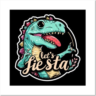 Happy cinco de mayo let's fiesta cute dinosaur Posters and Art